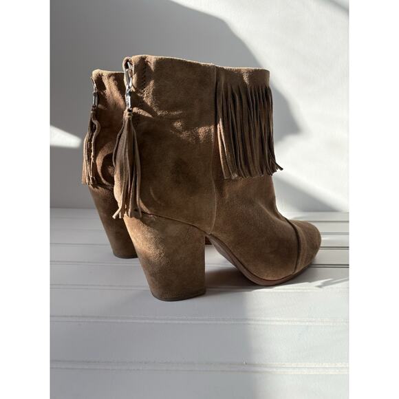 Rag & Bone Newbury Fringed Camel Suede Ankle Boots Size 10 - Picture 12 of 12